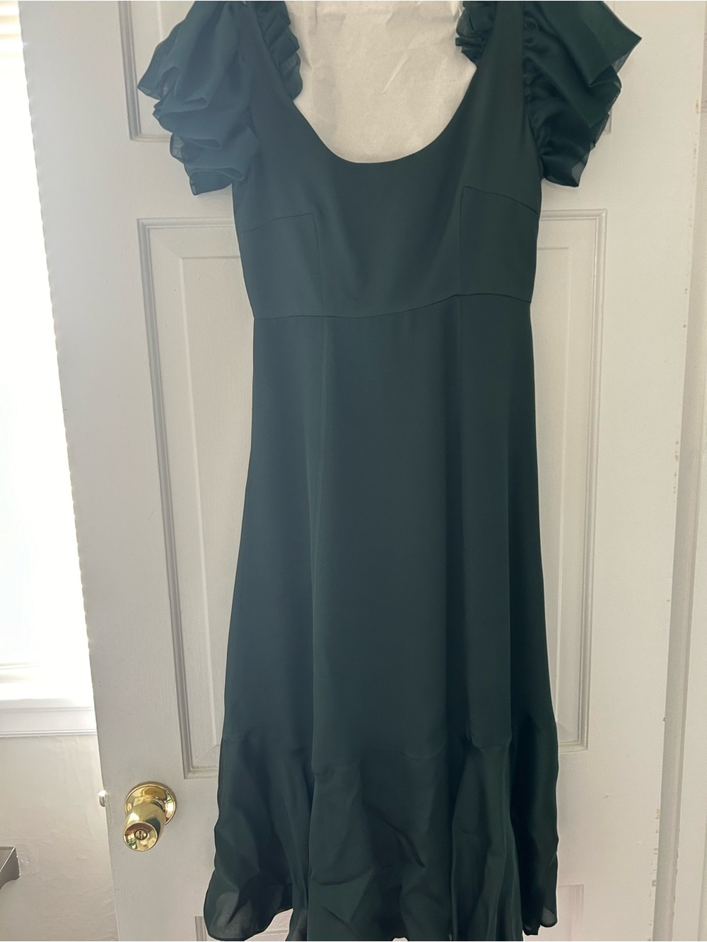 Tuckernuck Dark Green Ruffle Sleeve Midi Dress